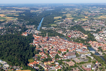 Oblique view of Old Town Landshut in Landshut in the state Bavaria, Germany
