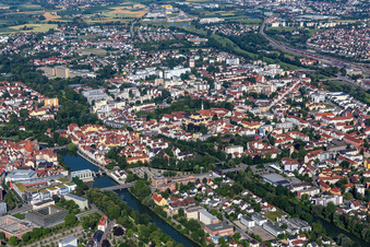 Hammerinsel between Isar and Kleiner Isar in Landshut in the state Bavaria, Germany