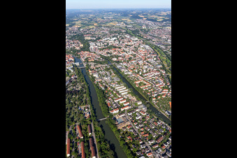 Hammerinsel between Isar and Kleiner Isar in the district Moniberg in Landshut in the state Bavaria, Germany