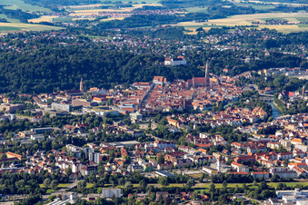 Aerial photograpy of New Town and Old Town Landshut in Landshut in the state Bavaria, Germany
