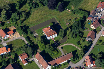 Aerial view of Lock in the district Weihenstephan in Hohenthann in the state Bavaria, Germany