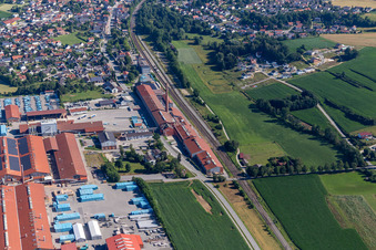 Aerial view of Neufahrn-Süd industrial estate with ERLUS AG in the district Neufahrn in  NB in Neufahrn in Niederbayern in the state Bavaria, Germany