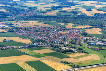 Aerial view of District Kronwieden in Loiching in the state Bavaria, Germany