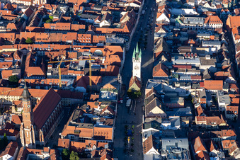 Historic old town with city tower Straubing on Theresienplatz in Straubing in the state Bavaria, Germany