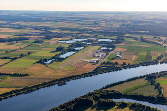 Aerial view of Straubing-Wallmühle Airport in Atting in the state Bavaria, Germany