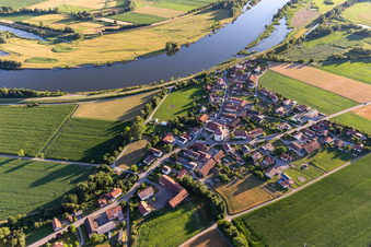 Aerial view of Pilgrimage Church of the Holy Blood in Niederachdorf in the district Niederachdorf in Kirchroth in the state Bavaria, Germany