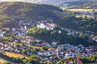 City view from the southeast in the district Hungersdorf in Wörth an der Donau in the state Bavaria, Germany