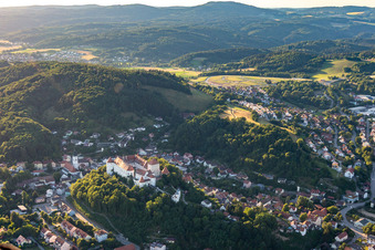 Aerial photograpy of City view from the southeast in the district Hungersdorf in Wörth an der Donau in the state Bavaria, Germany