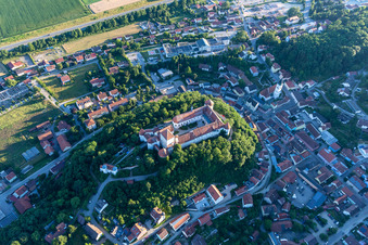 Aerial view of Pro Seniore Schloss Wörth in the district Hungersdorf in Wörth an der Donau in the state Bavaria, Germany