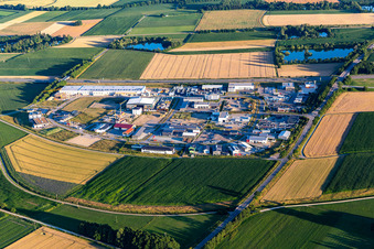 Aerial view of In the industrial park in Wörth an der Donau in the state Bavaria, Germany