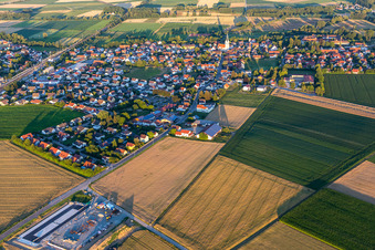 View of the town from the northwest in Sünching in the state Bavaria, Germany