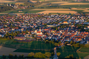 Geiselhöring in the state Bavaria, Germany seen from above