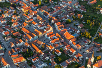 Aerial view of City Square Regensburgerstr in Geiselhöring in the state Bavaria, Germany