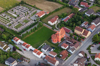 Aerial view of St. George in the district Weichshofen in Mengkofen in the state Bavaria, Germany