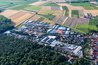 Bird's eye view of Im Gereut commercial area in Hatzenbühl in the state Rhineland-Palatinate, Germany