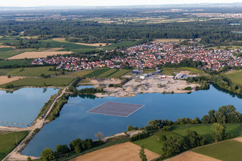 Floating PV system in Leimersheim in the state Rhineland-Palatinate, Germany