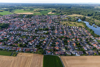 Aerial photograpy of Leimersheim in the state Rhineland-Palatinate, Germany