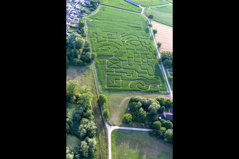 Aerial photograpy of Corn maze in Leimersheim in the state Rhineland-Palatinate, Germany