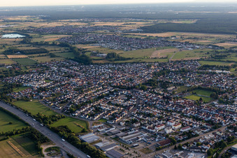 Aerial view of District Karlsdorf in Karlsdorf-Neuthard in the state Baden-Wuerttemberg, Germany