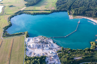 Gravel pit Karlsdorf-Neuthard with KRK Karlsdorfer Rheinsand- und Kiesgewinnungs-GmbH in the district Karlsdorf in Karlsdorf-Neuthard in the state Baden-Wuerttemberg, Germany