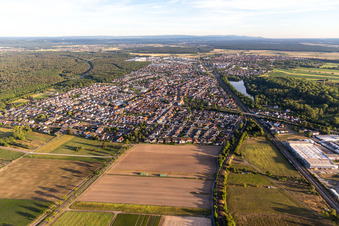 District Neudorf in Graben-Neudorf in the state Baden-Wuerttemberg, Germany seen from above