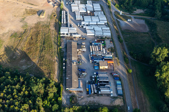 Aerial view of HeKa Herzog GmbH in the district Neudorf in Graben-Neudorf in the state Baden-Wuerttemberg, Germany