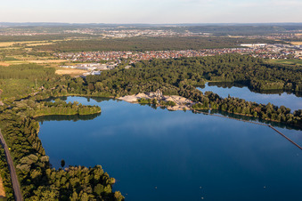 Swimming lake Huttenheim in the district Huttenheim in Philippsburg in the state Baden-Wuerttemberg, Germany