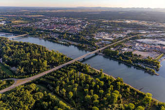 B35 Rhine Bridge and Rhine Port Germersheim in Germersheim in the state Rhineland-Palatinate, Germany