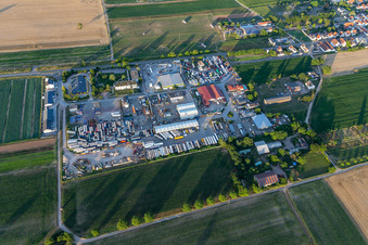 Karl-Lösch-Straße commercial area in Lingenfeld in the state Rhineland-Palatinate, Germany