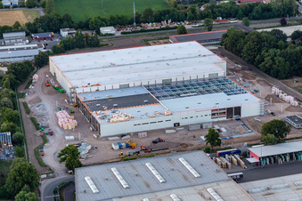 Aerial view of Expansion of the new Hornbach central warehouse in the district Dreihof in Essingen in the state Rhineland-Palatinate, Germany