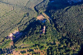 Drone recording of Berwartstein Castle in Erlenbach bei Dahn in the state Rhineland-Palatinate, Germany