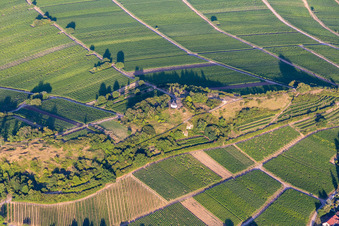 Aerial view of Kleine Kalmit Chapel in the district Arzheim in Landau in der Pfalz in the state Rhineland-Palatinate, Germany