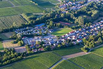 Aerial photograpy of Camping in the Klingbachtal in the district Ingenheim in Billigheim-Ingenheim in the state Rhineland-Palatinate, Germany