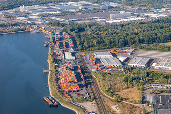 Contargo Wörth-Karlsruhe GmbH in the container port in Wörth am Rhein in the state Rhineland-Palatinate, Germany