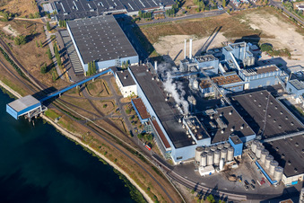 Aerial photograpy of Papierfabrik Palm GmbH & Co. KG | Plant Wörth am Rhein in Wörth am Rhein in the state Rhineland-Palatinate, Germany