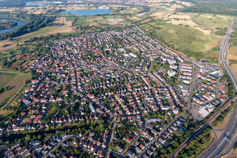 Drone recording of District Maximiliansau in Wörth am Rhein in the state Rhineland-Palatinate, Germany