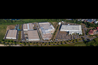 Panorama of Faurecia Interior Systems, Groke Doors GmbH, Plant Hagenbach, LINDE + WIEMANN Deutschland SE in Hagenbach in the state Rhineland-Palatinate, Germany