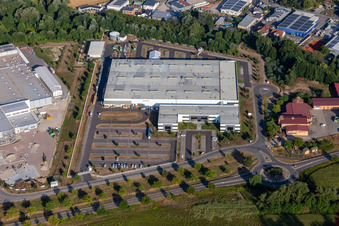 Aerial view of Faurecia Interior Systems GmbH in Hagenbach in the state Rhineland-Palatinate, Germany