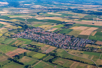 Minfeld in the state Rhineland-Palatinate, Germany seen from a drone