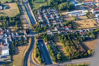 Aerial view of Underpass of the A65 at the Landau Zentrum junction in the district Queichheim in Landau in der Pfalz in the state Rhineland-Palatinate, Germany