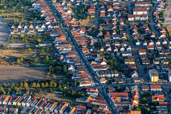 Aerial photograpy of Rennbahnstr in Haßloch in the state Rhineland-Palatinate, Germany