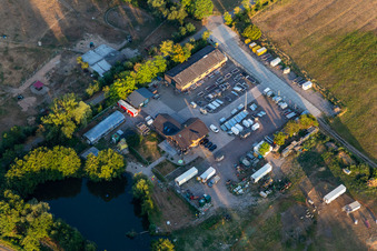 Aerial view of Lischer Fahrzeugbau eK Owner: Elena Winter in Gommersheim in the state Rhineland-Palatinate, Germany
