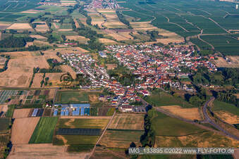 District Geinsheim in Neustadt an der Weinstraße in the state Rhineland-Palatinate, Germany from the plane