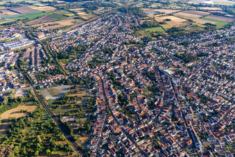 Aerial view of Schifferstadt in the state Rhineland-Palatinate, Germany
