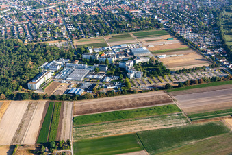 Aerial photograpy of BASF Agricultural Center in Limburgerhof in the state Rhineland-Palatinate, Germany
