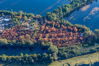 Aerial photograpy of Blue Adriatic recreation area in Altrip in the state Rhineland-Palatinate, Germany