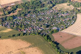 Aerial photograpy of Allotment gardener bullet trap in Speyer in the state Rhineland-Palatinate, Germany