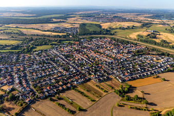 Oblique view of From the north in the district Rußheim in Dettenheim in the state Baden-Wuerttemberg, Germany