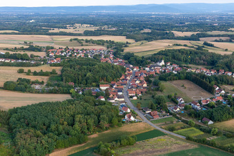 Aerial view of Neewiller-près-Lauterbourg in the state Bas-Rhin, France