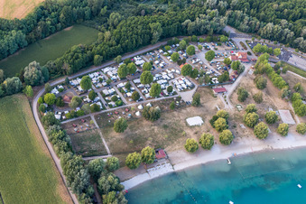 Oblique view of Camping Municipal des Mouettes in Lauterbourg in the state Bas-Rhin, France